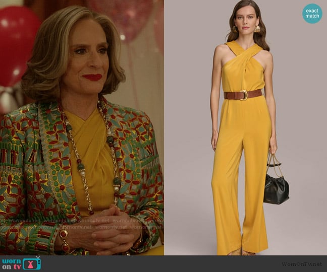 Donna Karan Criss Cross Halter Jumpsuit worn by Gia (Patti LuPone) on And Just Like That