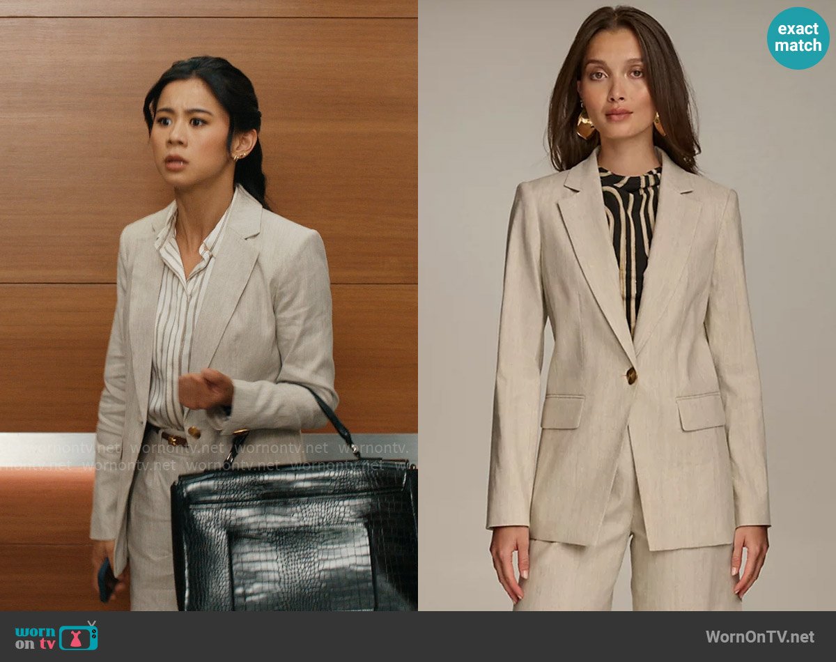 Donna Karan One-Button Long-Sleeve Blazer worn by Sarah Franklin (Leah Lewis) on Matlock