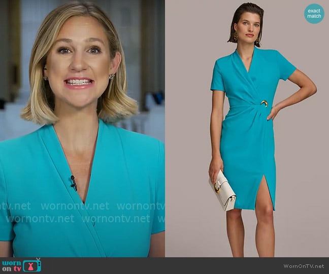 Donna Karan Ruched O-Ring Sheath Dress worn by Caitlin Huey-Burns on CBS Mornings