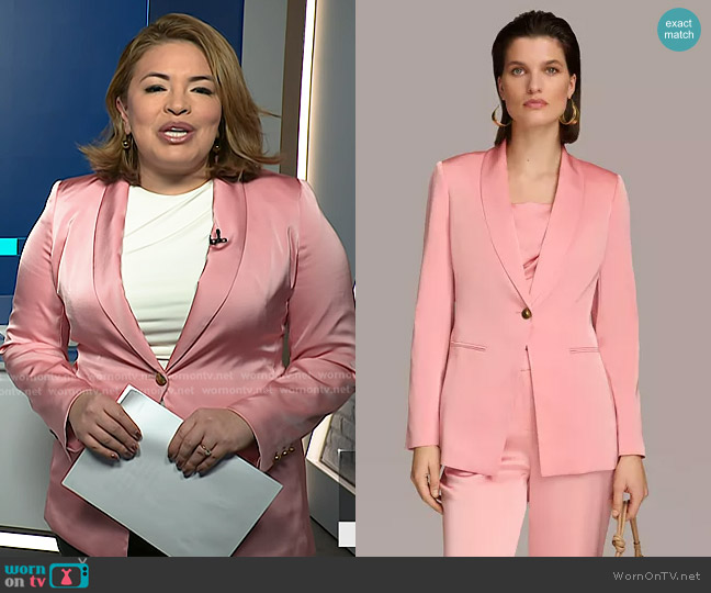Donna Karan Satin One-Button Jacket worn by Gilma Avalos on NBC News Daily