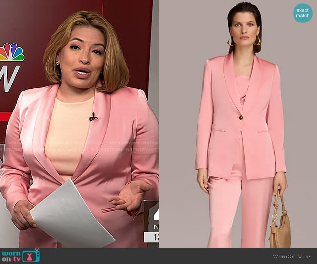 Donna Karan Satin One-Button Jacket worn by Gilma Avalos on NBC News Daily