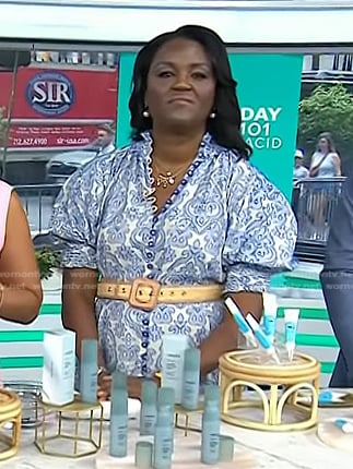 Dr. Angela Lamb’s blue print puff sleeve dress on Today