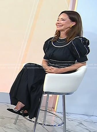 Dr. Samantha Boardman's black dress with white stitching on Today