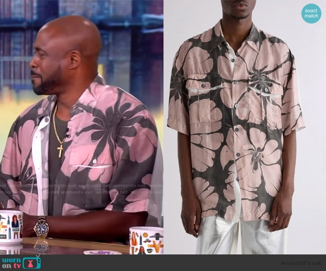 Dries van Noten Cass Floral Silk Button-Up Shirt worn by Wayne Brady on The View