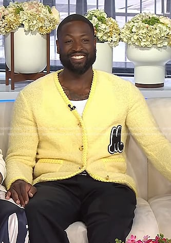 Dwyane Wade’s yellow cardigan with M patch on Today
