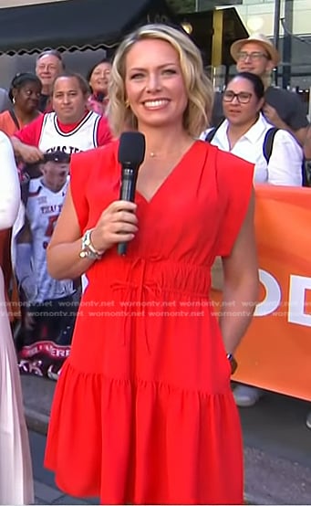 Dylan’s red tie waist v-neck dress on Today