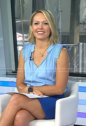 Dylan's blue pleated top and mini skirt on Today