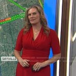 Emily’s red gathered waist dress on Today