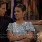 Electra’s blue printed puff-sleeve dress on The Bold and the Beautiful