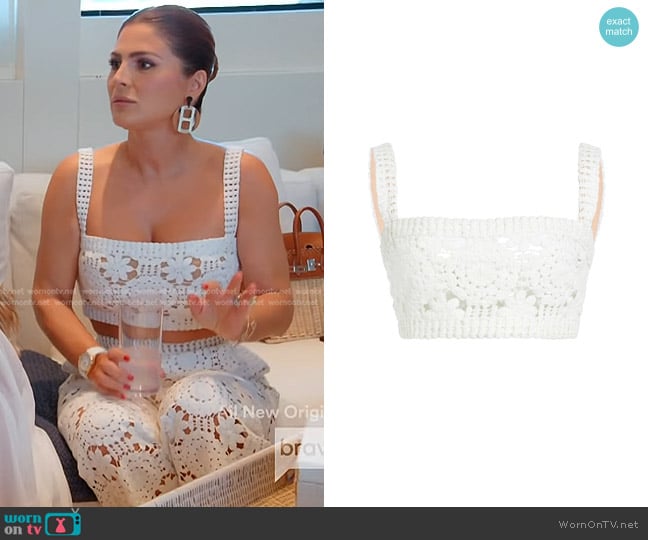 Elie Saab Lace Crochet Cropped Top worn by Stephanie Shojaee (Stephanie Shojaee) on The Real Housewives of Miami