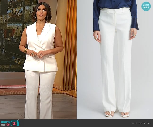 Elie Tahari Fit & Flare Pant in Foam worn by Dana Jacobson on CBS Mornings