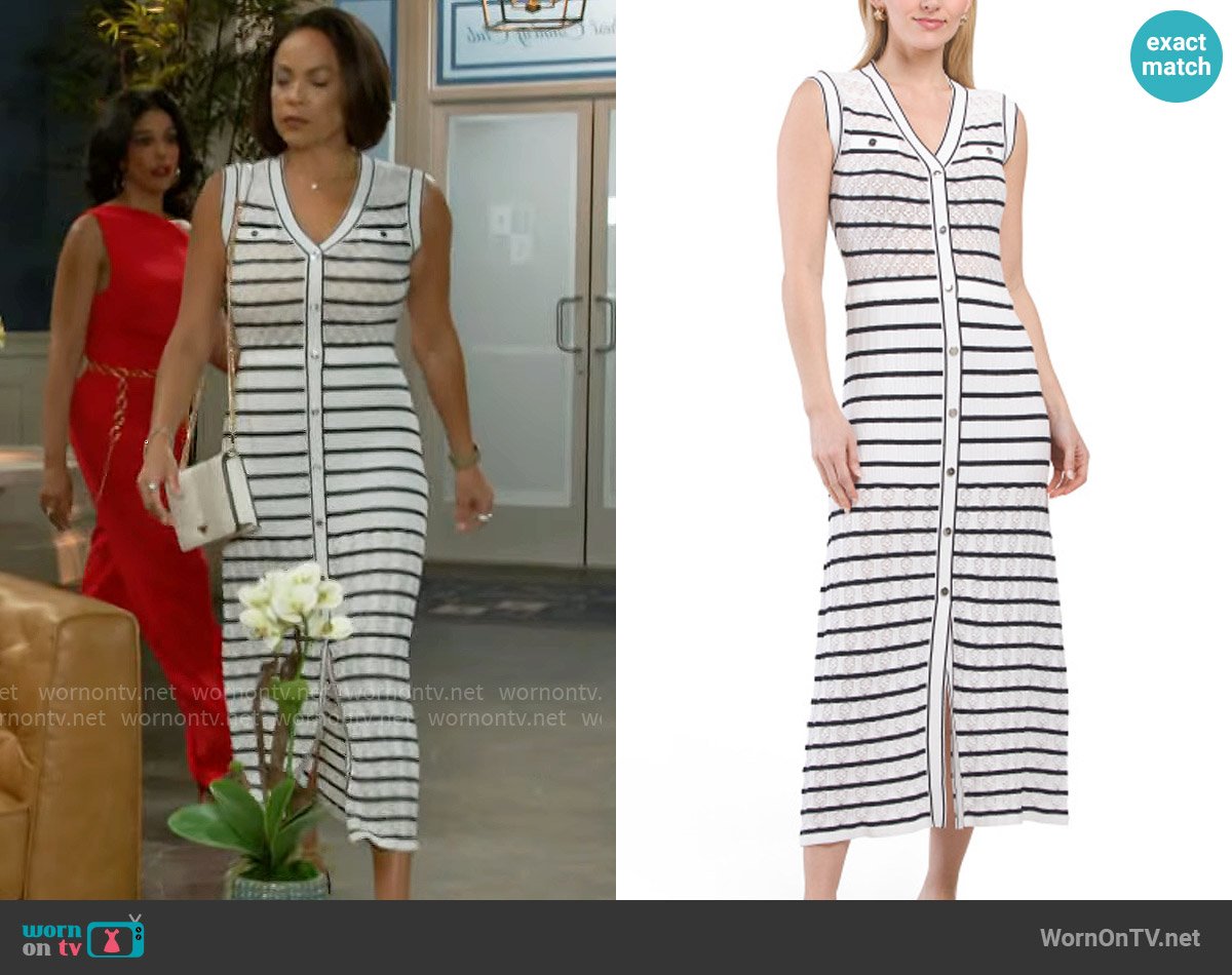 Elie Tahari Sleeveless V-neck Maxi Aline Dress With Front Pockets worn by Nicole Dupree Richardson (Daphnee Duplaix) on Beyond the Gates