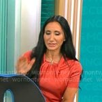 Elizabeth Werner’s short sleeved twist neck dress on CBS Mornings