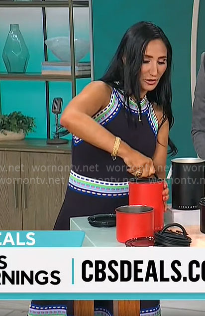 Elizabeth Werner's woven trim dress on CBS Mornings