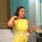 Elizabeth Werner’s yellow square-print dress on CBS Mornings