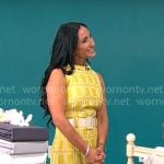 Elizabeth Werner’s yellow square-print dress on CBS Mornings