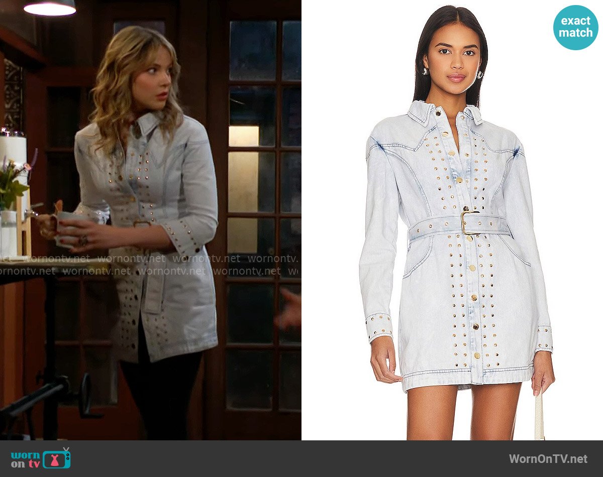 Elliatt Havilland Denim Dress worn by Tessa Porter (Cait Fairbanks) on The Young and the Restless