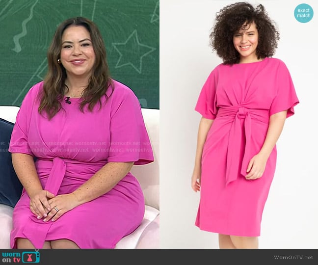 Eloquii Cross Front Flutter Sleeve Dress pink worn by Kristin Gallant on Today