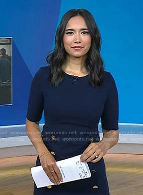 Emilie's navy button detail dress on Today