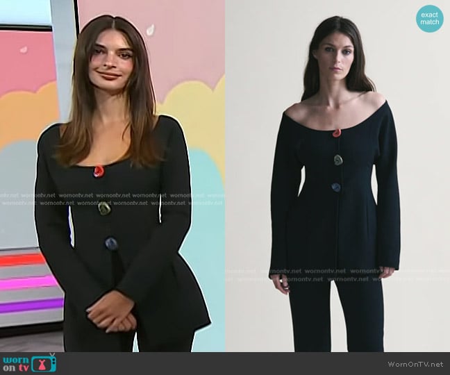 Emily Dawn Long Wedding Button Blazer worn by Emily Ratajkowski on Today