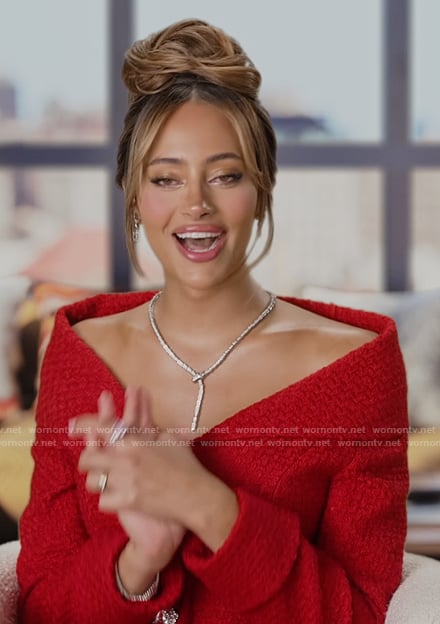 Emira's red confessional jacket on Next Gen NYC