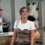 Emma’s plaid bustier top and black denim skirt on General Hospital