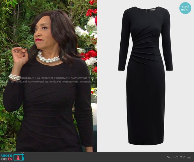 Emporio Armani Pleated Jersey Midi Sheath Dress worn by Paulina Price (Jackée Harry) on Days of our Lives
