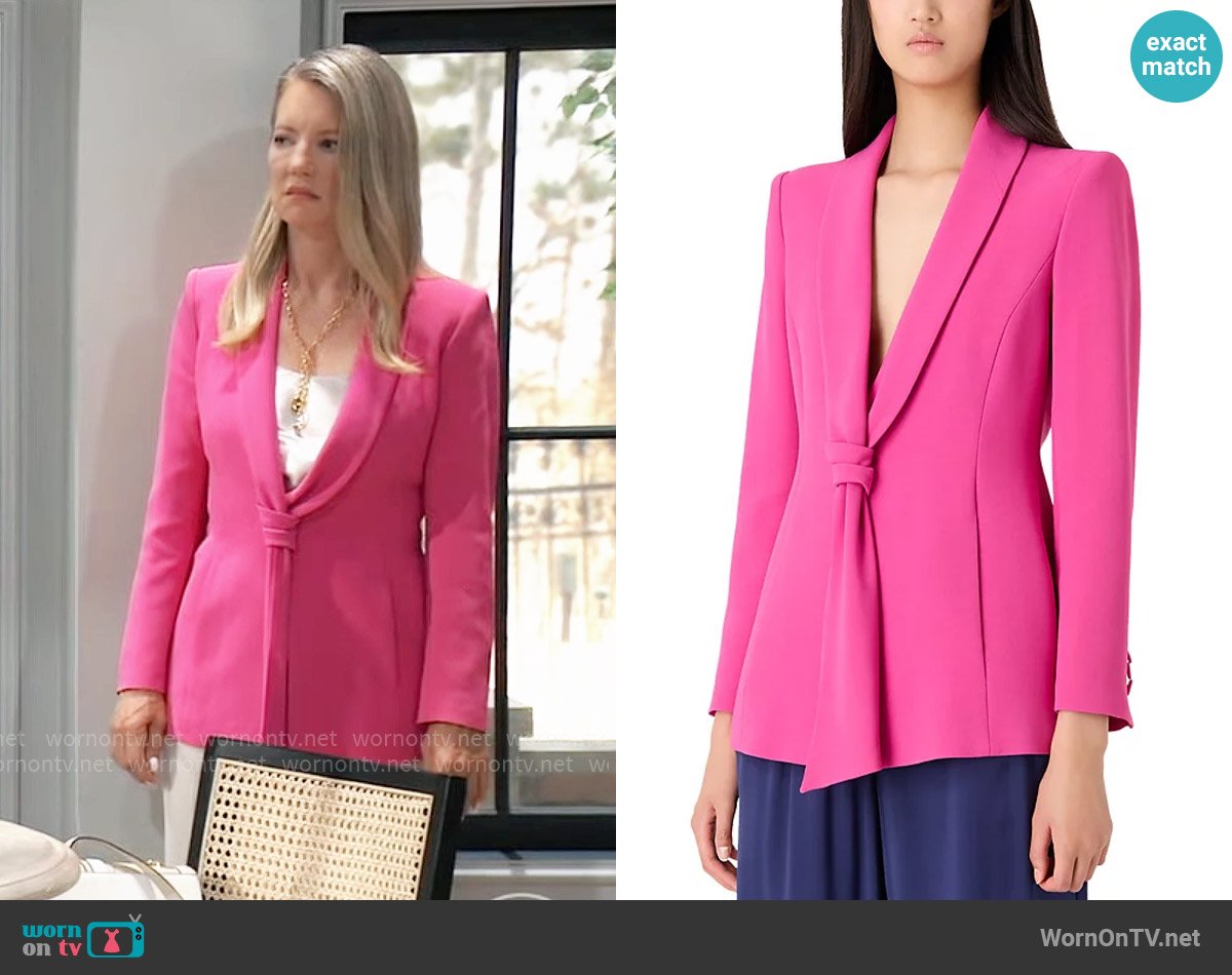 Emporio Armani Tie Front Blazer worn by Nina Reeves (Cynthia Watros) on General Hospital