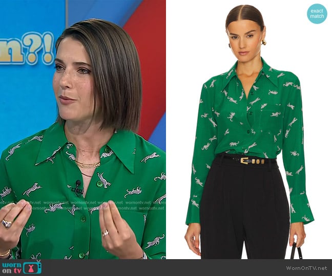 Equipment Quinne Button Up in Lush Meadow Multi worn by Daryn Carp on Today