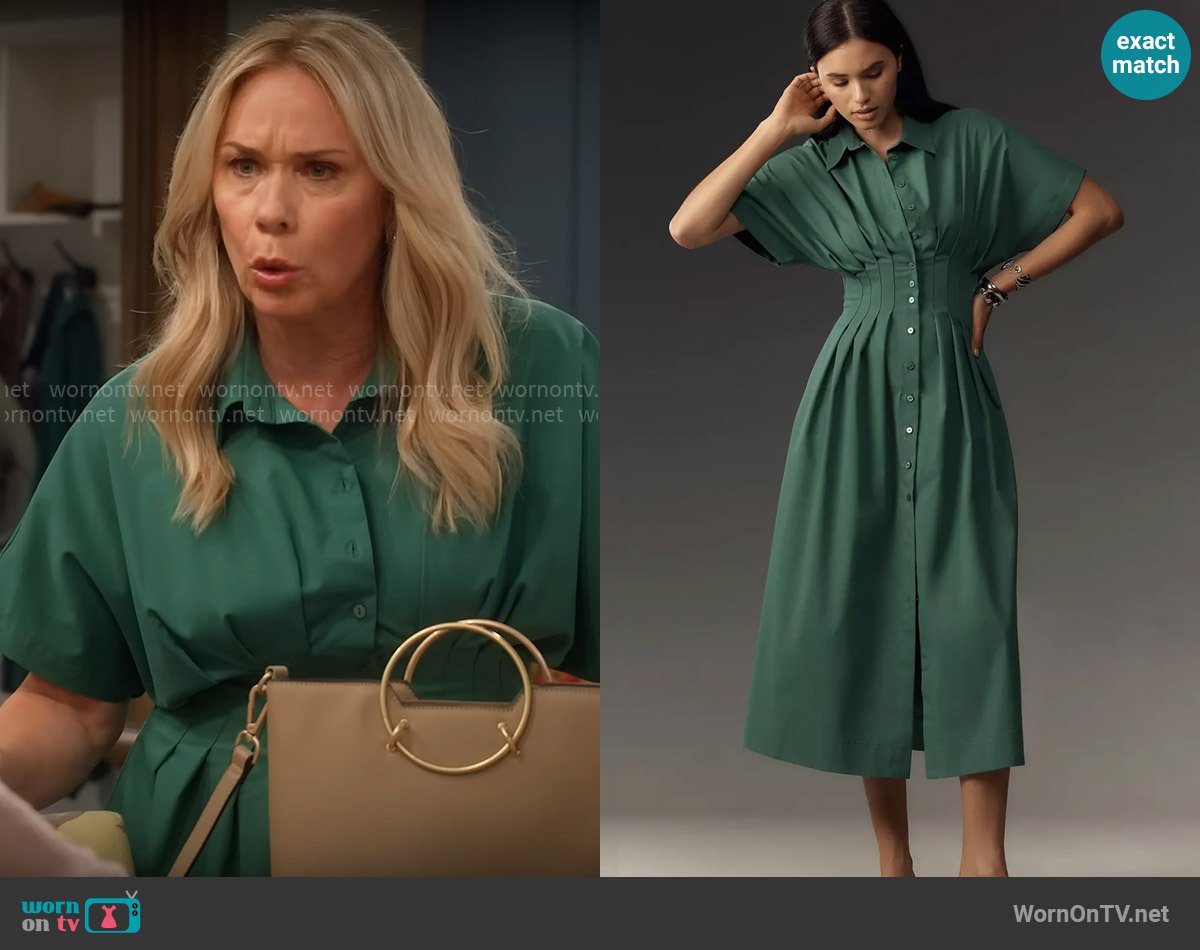Exquise at Anthropologie The Tobie Shirt Dress worn by Leanne (Leanne Morgan) on Leanne