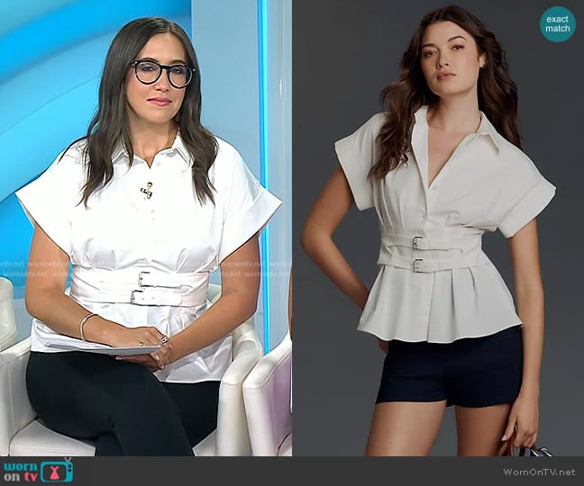 Exquise The Tobie Pleated Blouse Double-Buckle Edition worn by Savannah Sellers on Today