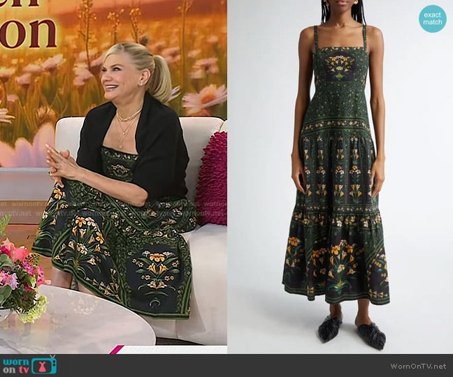 Farm Rio Flowers Arch Back Sleeveless Maxi Sundress worn by Kristen Johnston on Today