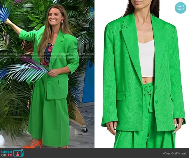 Farm Rio Notch Lapel Blazer in Bright Green worn by Christina Stembel on Today