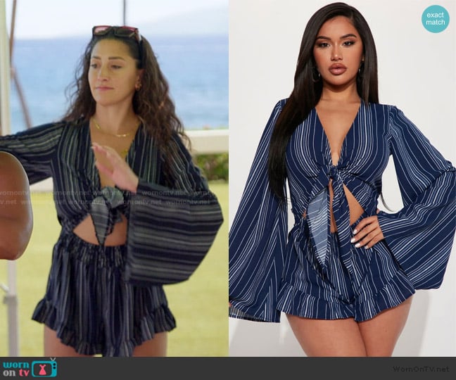Fashion Nova Tulum Stripe Romper worn by Melissa Marie on The Valley