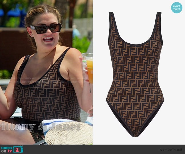 Fendi Reversible Black 'Forever Fendi' One-Piece Swimsuit worn by Brittany Cartwright on The Valley