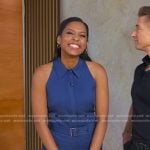 Rachel’s blue sleeveless belted jumpsuit on Good Morning America