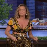 Rebecca Romijn’s floral print maxi dress on Live with Kelly and Mark