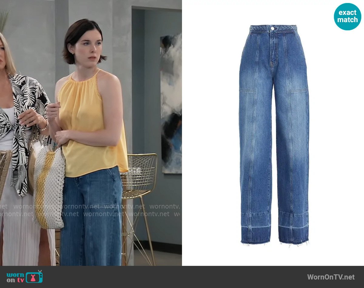 Frame Braided Waistband Jeans worn by Willow Tait (Katelyn MacMullen) on General Hospital