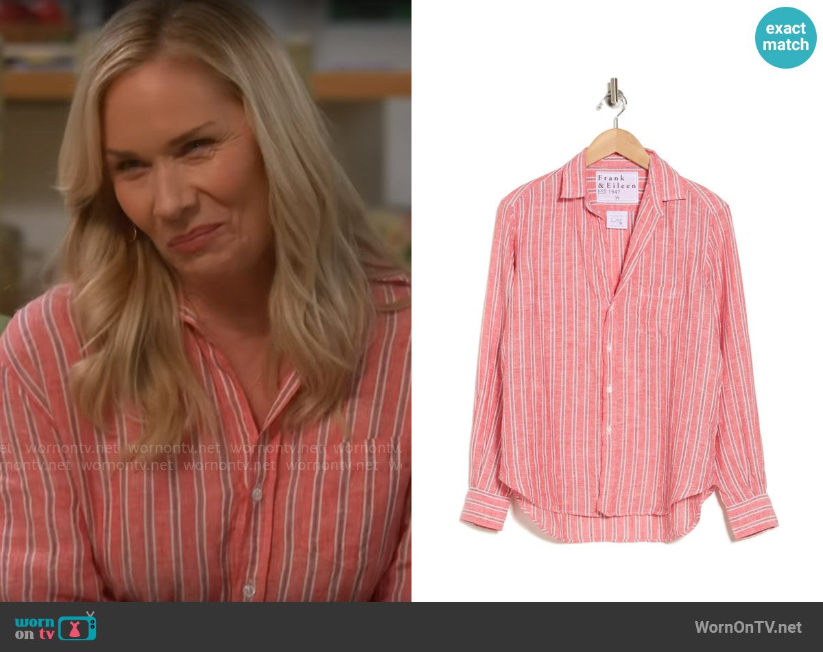 Frank & Eileen Stripe Relaxed Cotton Button-Up Shirt worn by Leanne Murphy (Leanne Morgan) on Leanne