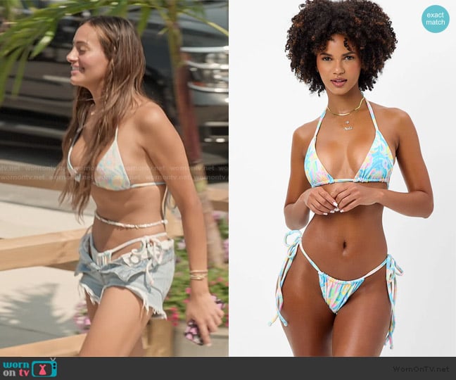 Frankies Bikinis Harlow Terry Halter Bikini Top worn by Emira D’Spain on Next Gen NYC