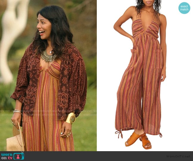 Free People Sundaze For Surfin Halter Jumpsuit worn by Maya (Karen David) on We Were Liars
