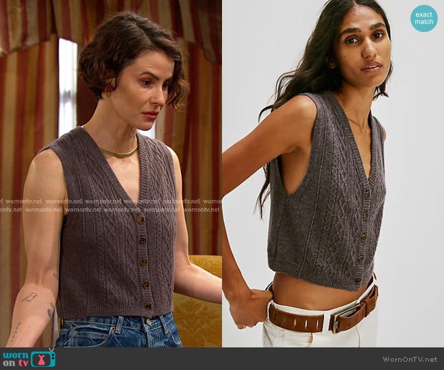 Free People Beatrice Cashmere Vest worn by Sarah Horton (Linsey Godfrey) on Days of our Lives