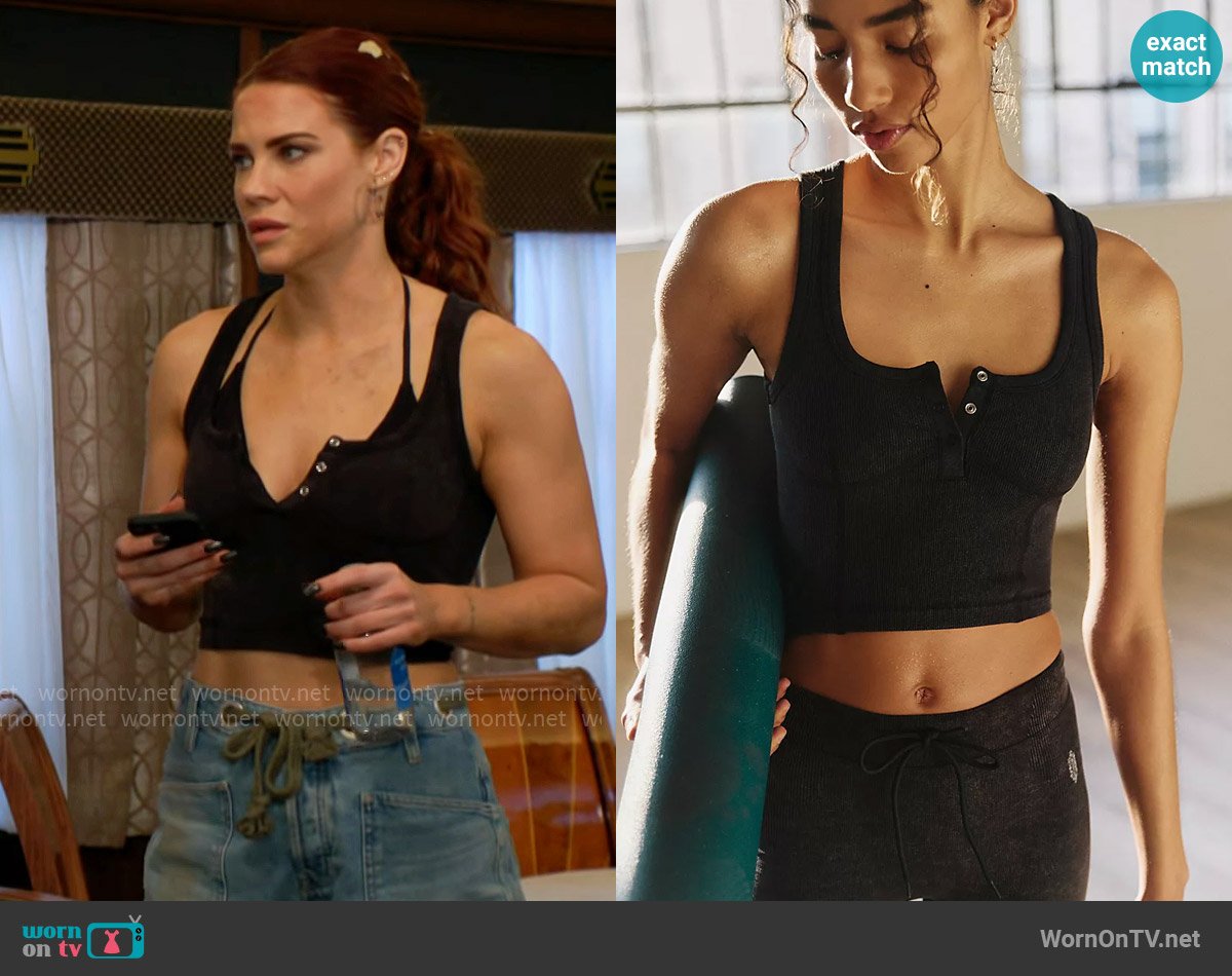 Free People Go To Henley Cami in Washed Black worn by Sally Spectra (Courtney Hope) on The Young and the Restless