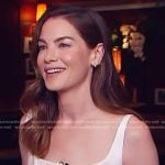 Michelle Monaghan’s white square neck dress on Access Hollywood