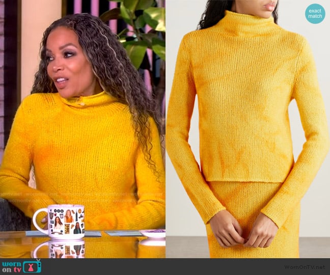 Gabriela Hearst Daina tie-dyed cashmere turtleneck sweater worn by Sunny Hostin on The View