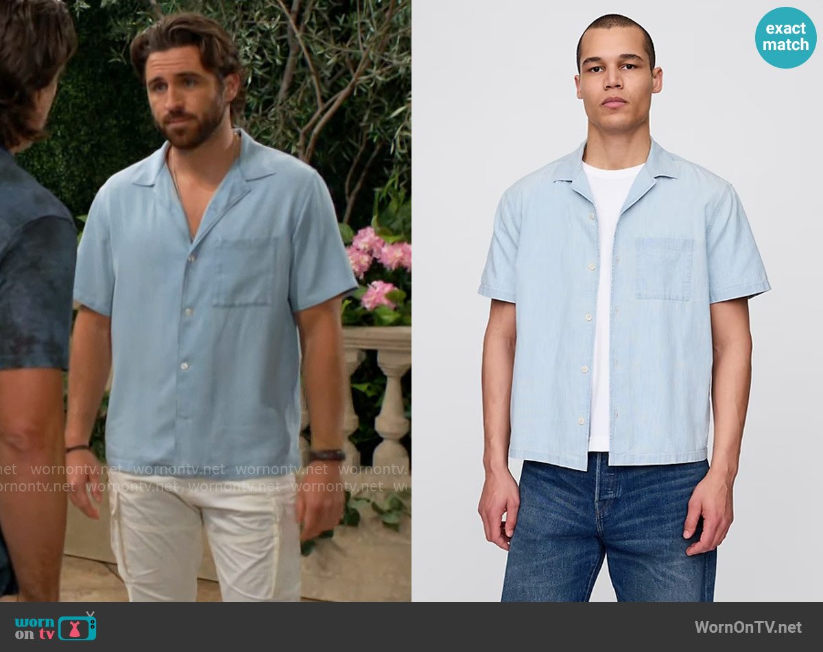Gap Relaxed Denim Shirt in Light Wash worn by Chance Chancellor (Conner Floyd) on The Young and the Restless