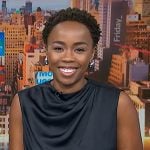 Zinhle’s black satin top on NBC News Daily