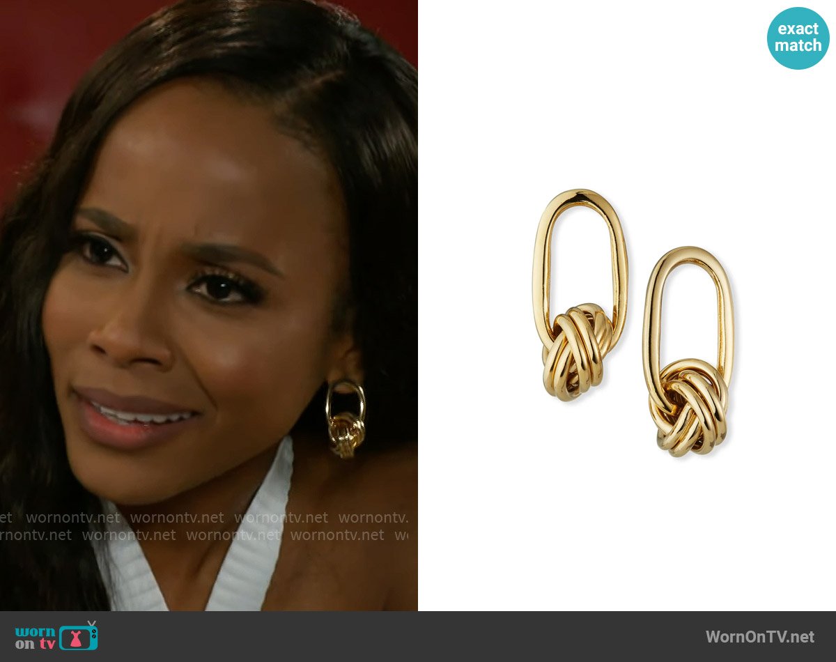 Gas Bijoux Gil Earrings worn by Hayley Lawson (Marquita Goings) on Beyond the Gates