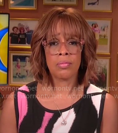 Gayle King’s pink, black, and white dress on CBS Mornings
