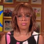 Gayle King’s pink, black, and white dress on CBS Mornings